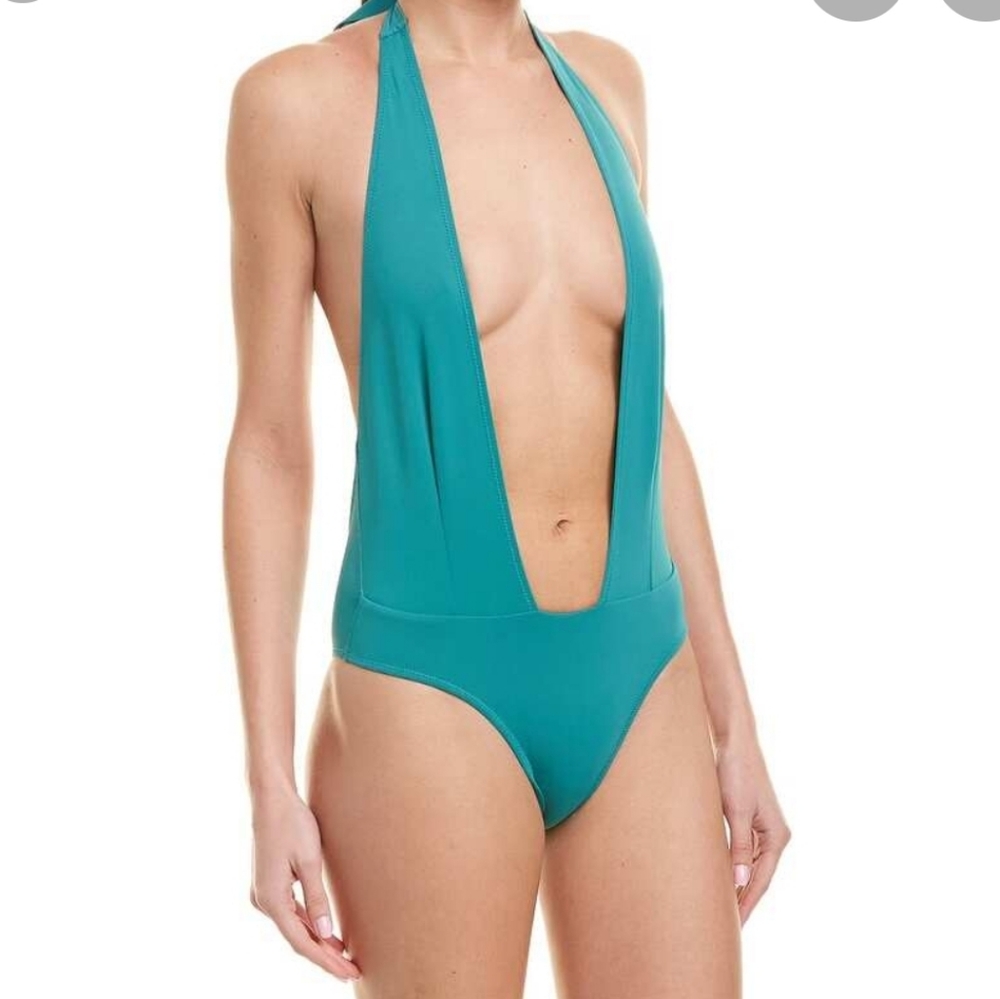 KENDALL AND KYLIE PlungeHalter One-Piece Swimsuit